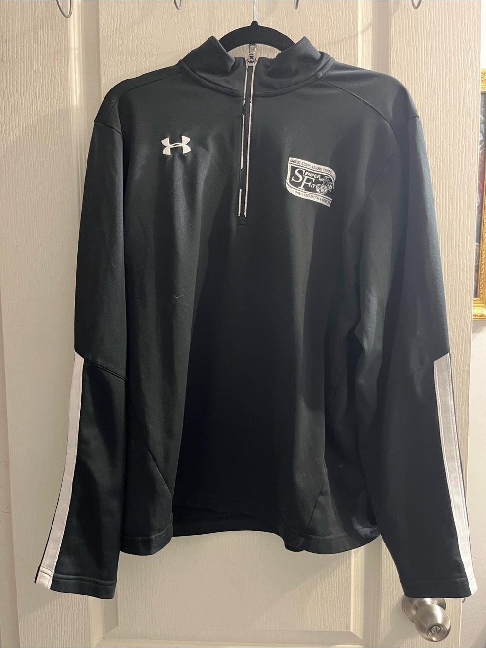 Under Armour Men's Black 1/4 Zip Pullover Long Sleeve Mock Neck Semper Fit L
